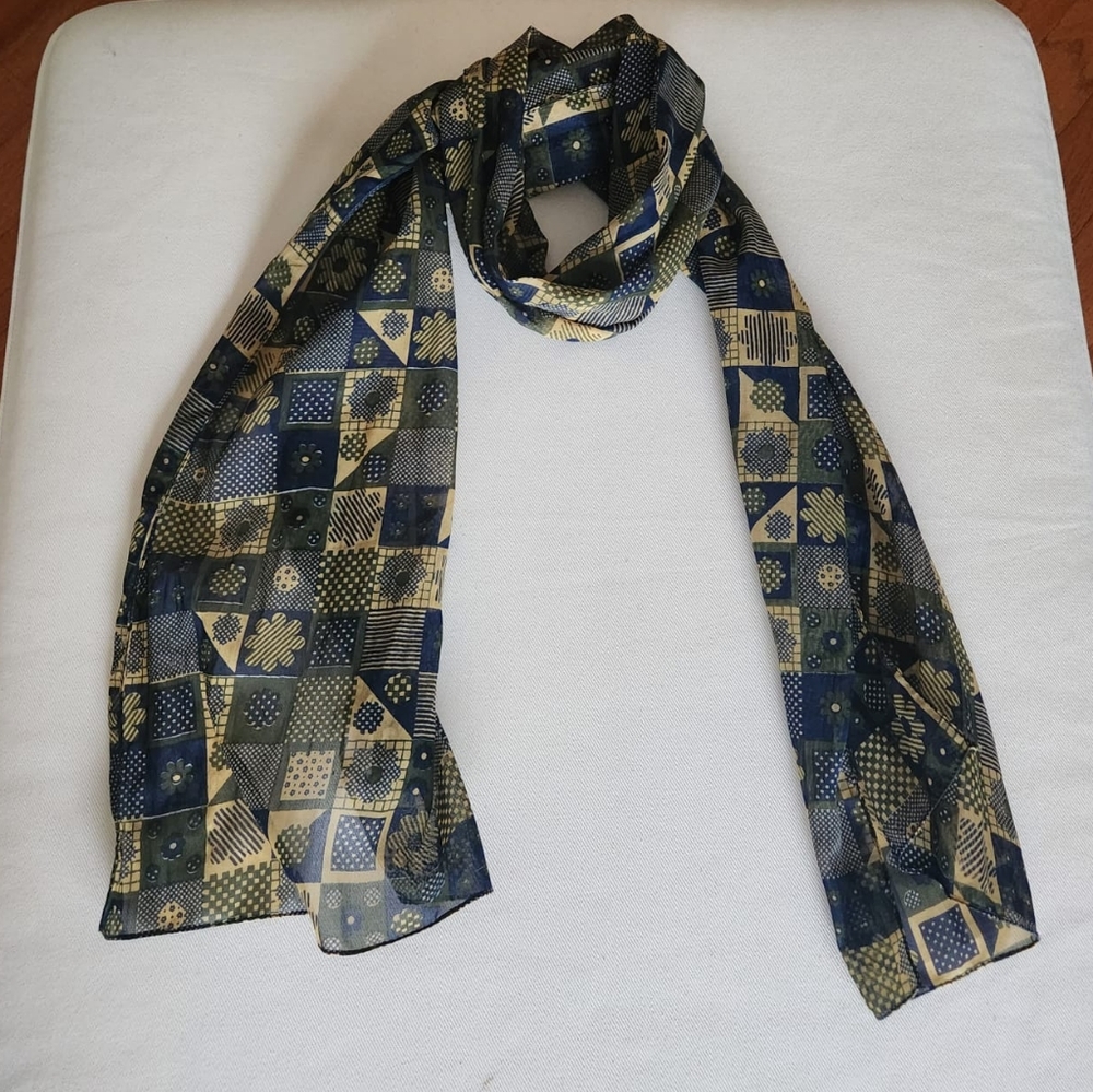 Blye and Green Scarf